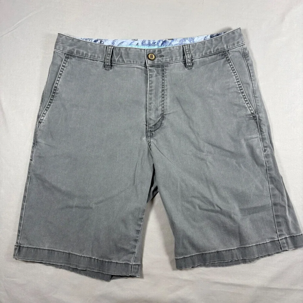 Tommy Bahama Boracay Chino Shorts Mens 32 Gray Cotton Tencel Stretch Coastal
